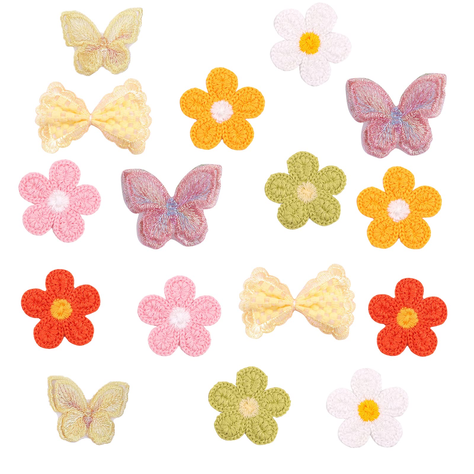 LFXart 16pcs sew on Patch, Daisy Flower & Butterfly Embroidered&Blow Patches Applique for Clothing, Jackets, Backpacks, Jeans Sewing Art Craft DIY Decoration