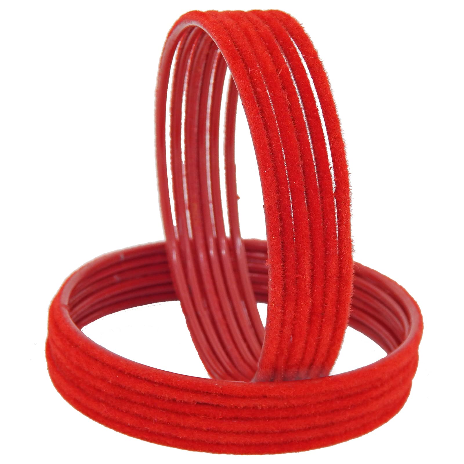 Fresh Vibesvelvet Coated Metal Red Color Padmavati Bangles Set