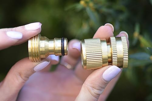 Miniatura 4 de Divisor de manguera de jardín de metal, conector de manguera en Y de 2 vías, fácil de abrir, juego de conectores rápidos de manguera de jardín,