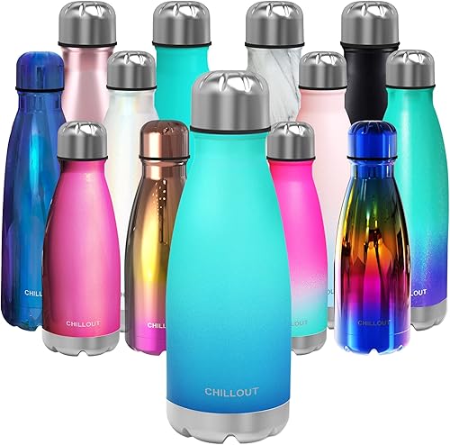 Miniatura 49 de CHILLOUT LIFE Botella de agua de acero inoxidable de 17 onzas de doble pared aislada con forma de botella de cola para bebidas frías y calientes,