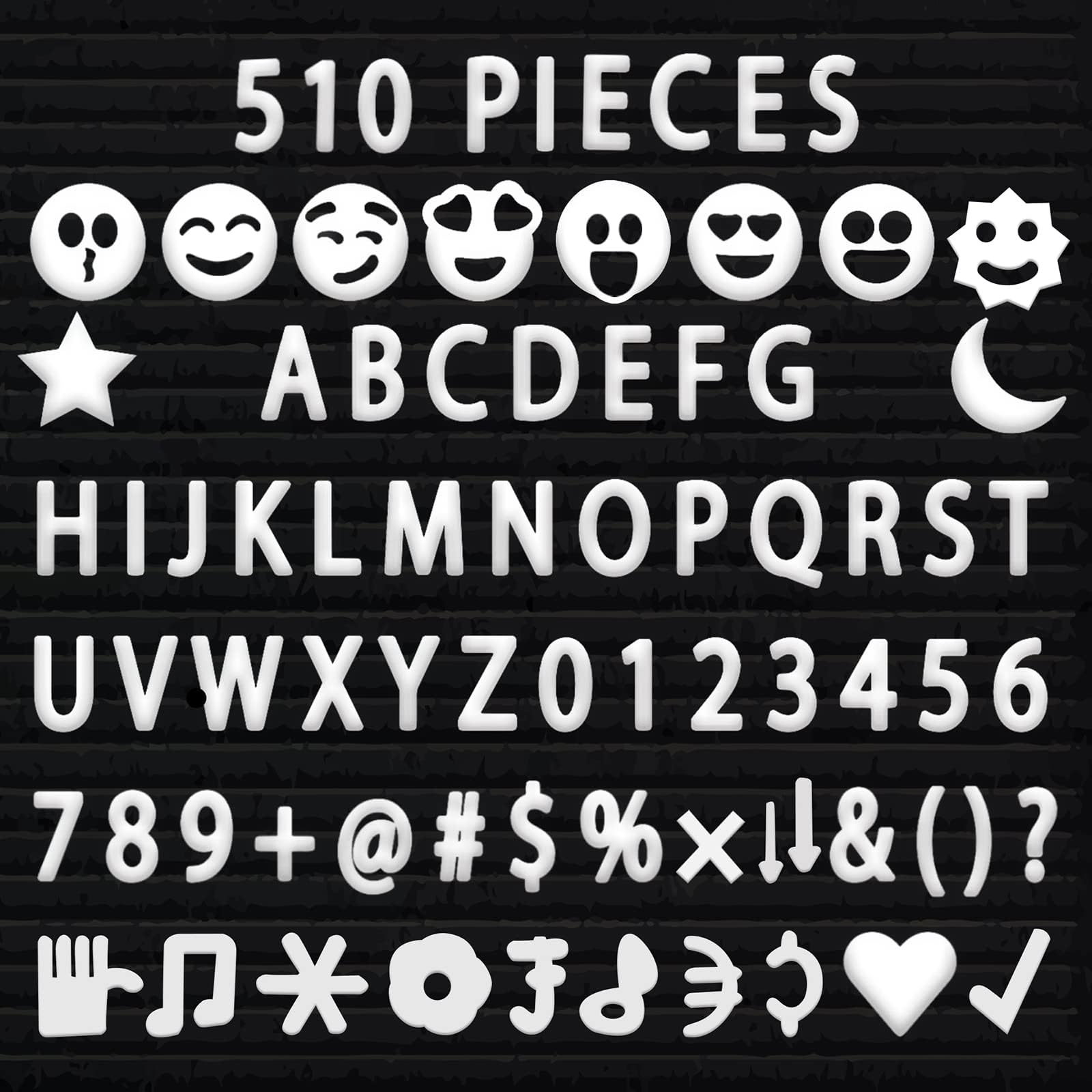 Lufee 510 Characters White Plastic Letter Set for Changeable Felt