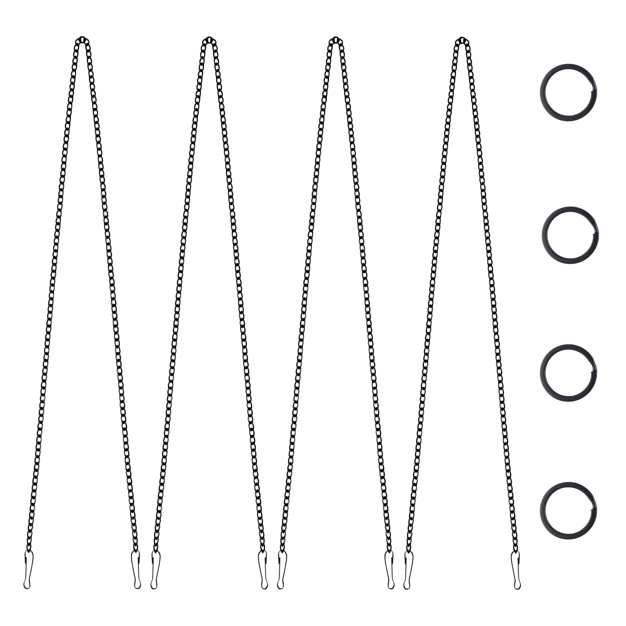 UFURMATE 30 Inch Picture Hanging Chains, 4Pcs DIY Hanging Chain with 4×S Hooks, 4×Rings, 4×Screw Hooks for Bird Feeder, Planter, Wind Chimes(Black)