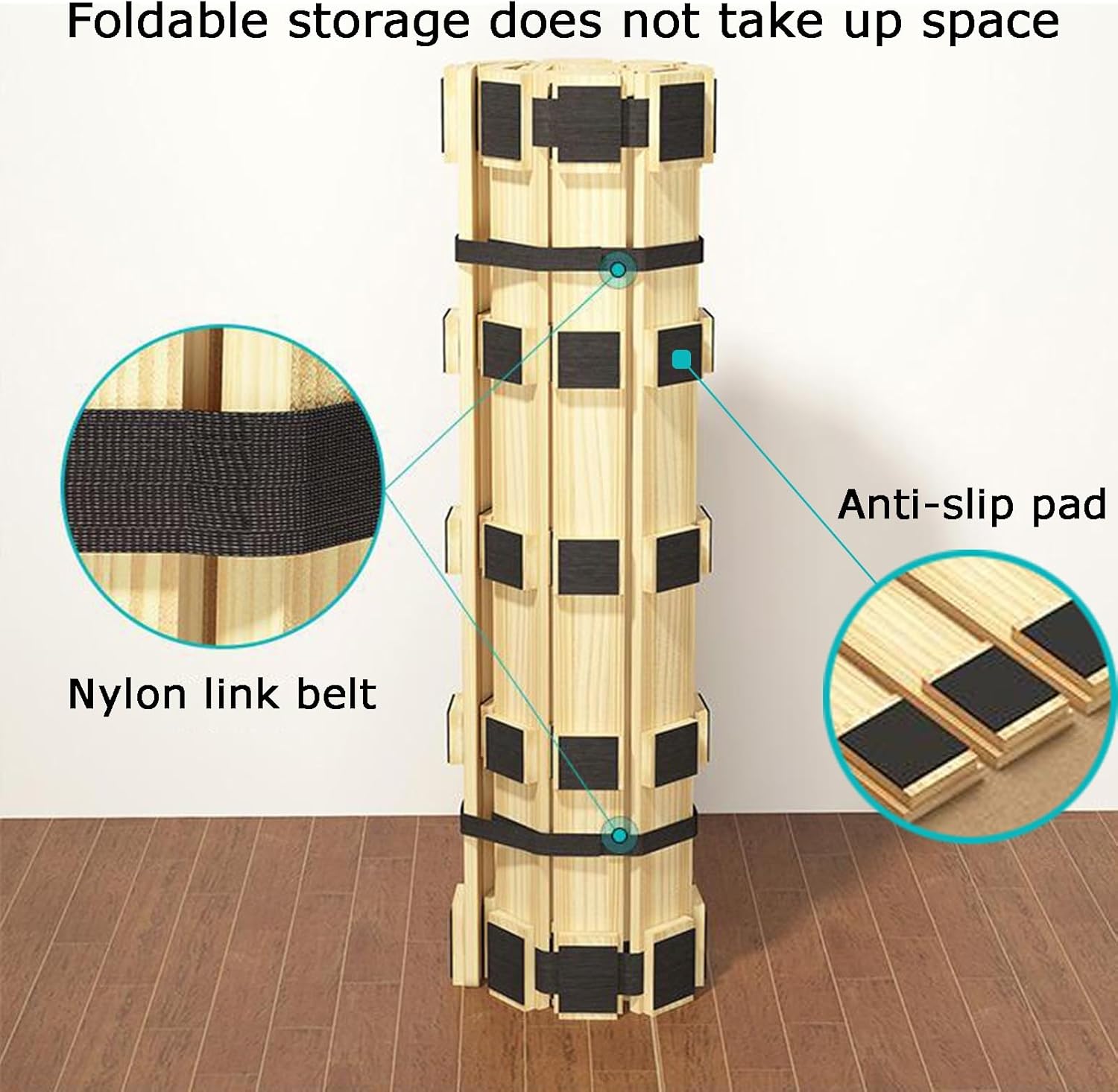 Fold Rollable Hard Bed Board, Wooden Breathable Bed Slats Waist Protector Board Hard Bed Support Board for Dorm Loft RV Floor(24X47IN)