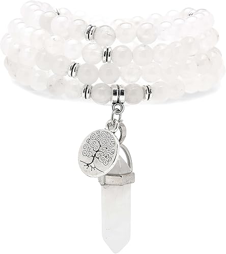 Arbre de vie charme, cadeau de bijoux faits à la main, 108 perles naturelles de 