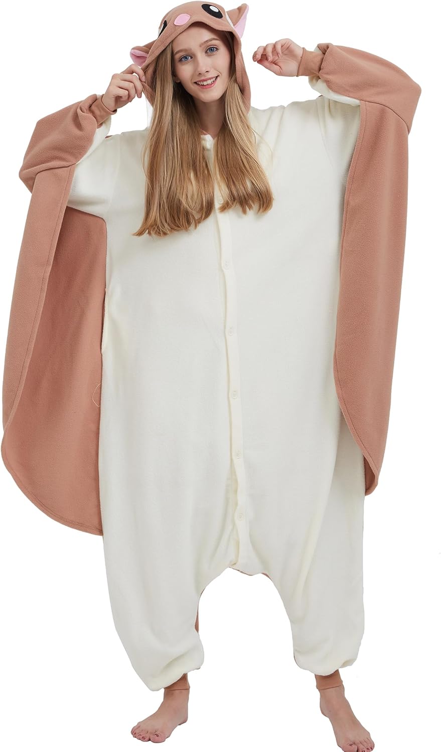 DELEY Unisex One Piece Animal Adult Flying Squirrel Onesie, Animal Pajamas Halloween Cosplay Costume for Women and Men - Image 2