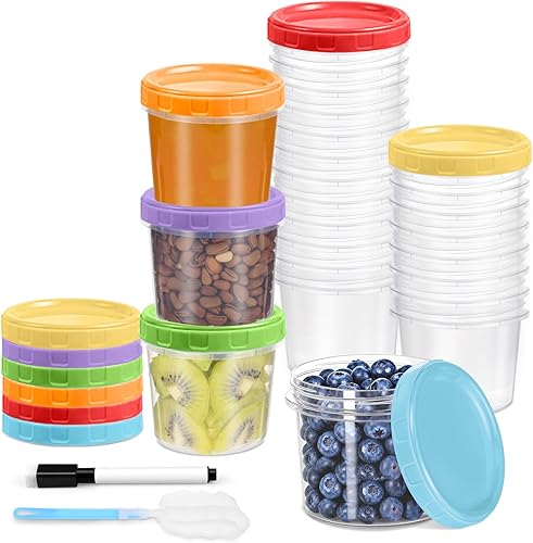 Miniatura 11 de Recipientes pequeños de plástico de 4 onzas con tapas, paquete de 6 recipientes pequeños apilables para congelador, recipientes reutilizables de 1/2