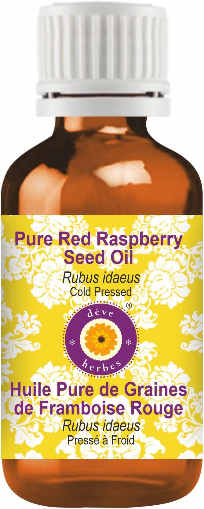 Deve Herbes Pure Red Raspberry Seed Oil (Rubus idaeus) Cold Pressed 15ml (0.50 oz)