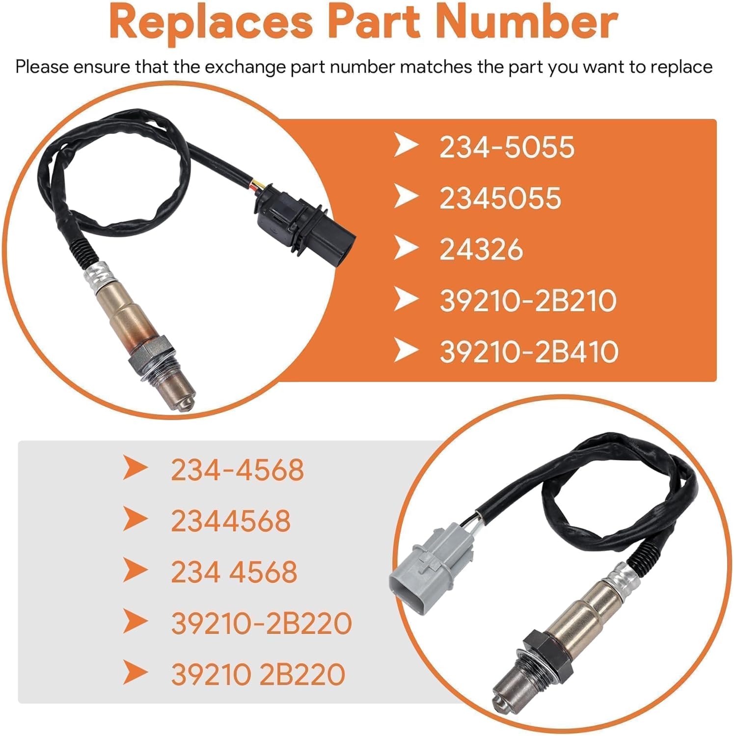 2PCS Upstream & Downstream Oxygen Sensor Compatible with Hyundai Accent Veloster 1.6L 2012-2017 for KIA Soul 2012-2016 Replace# 234-5055, 234-4568