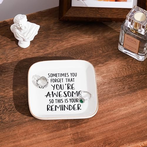 Miniatura 6 de PUDDING CABIN Regalos inspiradores para mujer, plato para anillos You're Awesome So This is Your Remind, regalos de cumpleaños únicos para mujeres,