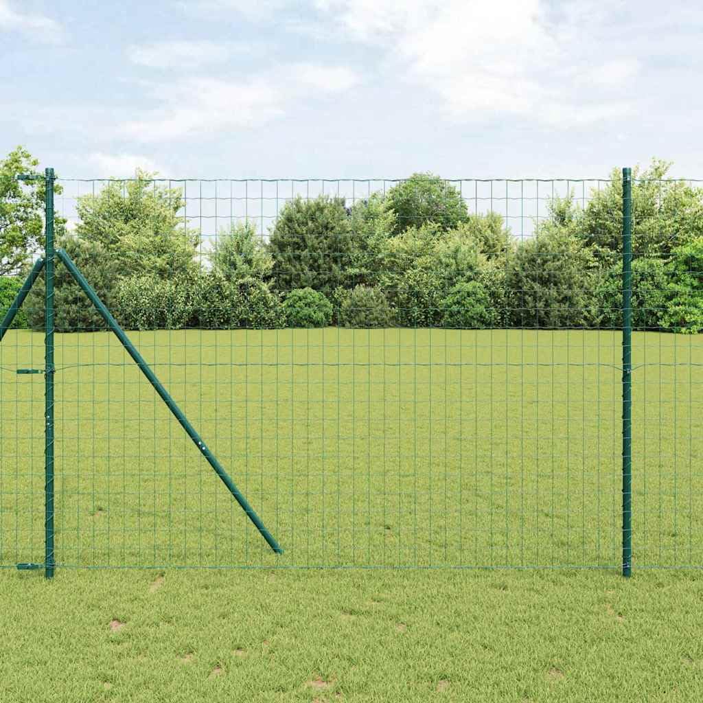 Recinzione Europea Con Ferro Rivestito in PVC, Struttura Robusta Resistente Alle Intemperie e Antiruggine, Recinzione da Giardino, Recinzione Modulare, Verde, 1.6 x 10 m