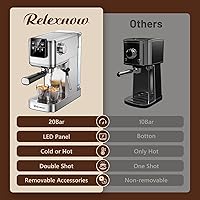 Vista 7 de Espresso Machine, 20 Bar Professional Espresso Coffee Maker with Milk Frother Steam Wand, Hot & Iced Coffee Machine, Compact Stainless Steel Coffee