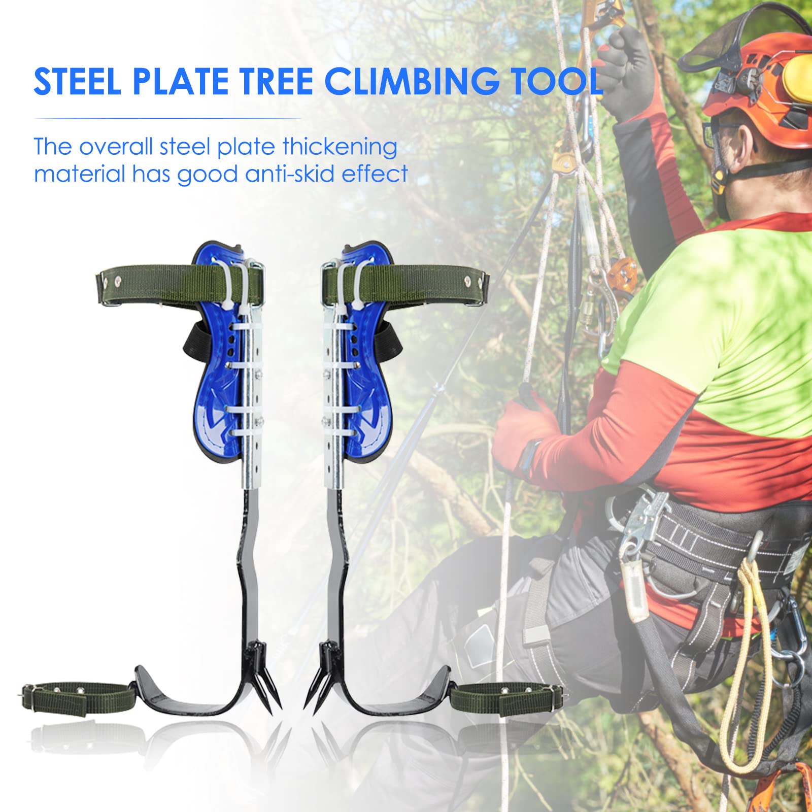 Ensemble professionnel de crampons d'escalade dans les arbres avec harnais de sécurité complet à 5 points, équipement d'escalade amélioré pour la cueillette des fruits et le sauvetage