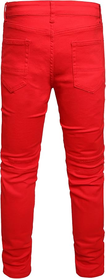 Slim Fit Men's Jeans, Ripped Stretch Jeans Denim Pants (40, 1943 Red)
