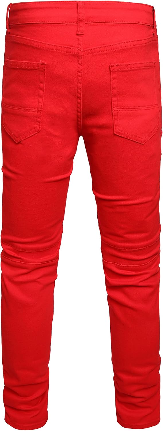 Slim Fit Men's Jeans, Ripped Stretch Jeans Denim Pants (40, 1943 Red)