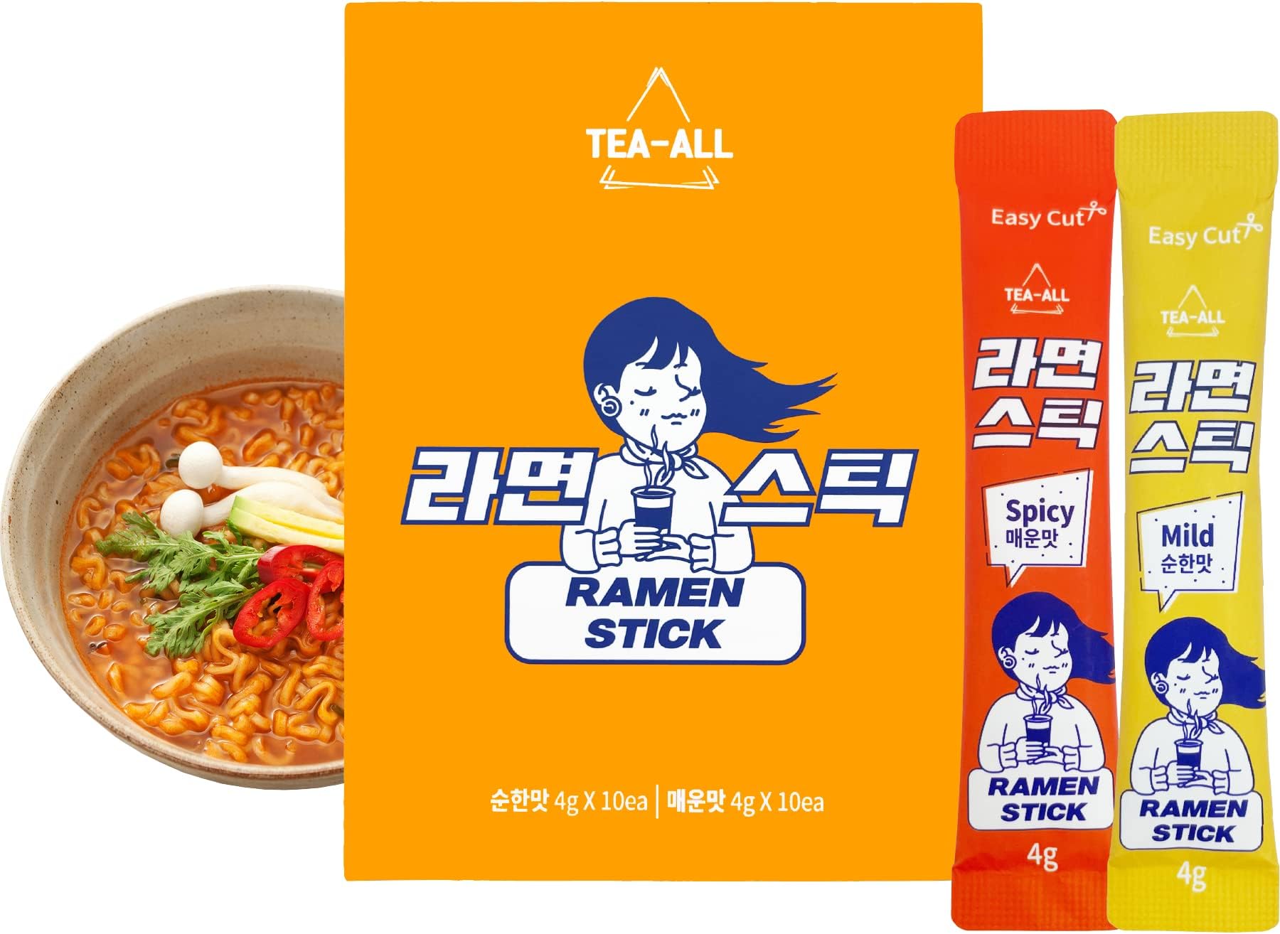 [20T] Korean Ramen Soup Powder Sticks (Spicy Flavor 10sticks + Mild Flavor 10sticks) Easy Hot Tea Korean Food Spicy Noodle soup Korean All-purpose Seasoning 라면스프 스틱