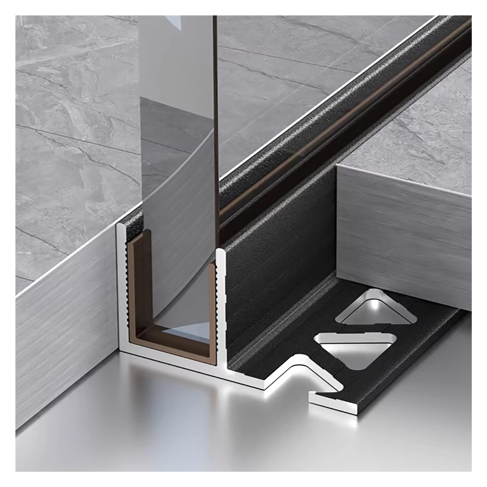 Cristal de ducha con canal F profundo, perfil de montaje en techo de pared de aluminio para panel de 1/3 3/8 1/2 pulgadas de grosor, retenedor de puerta sin marco de baño