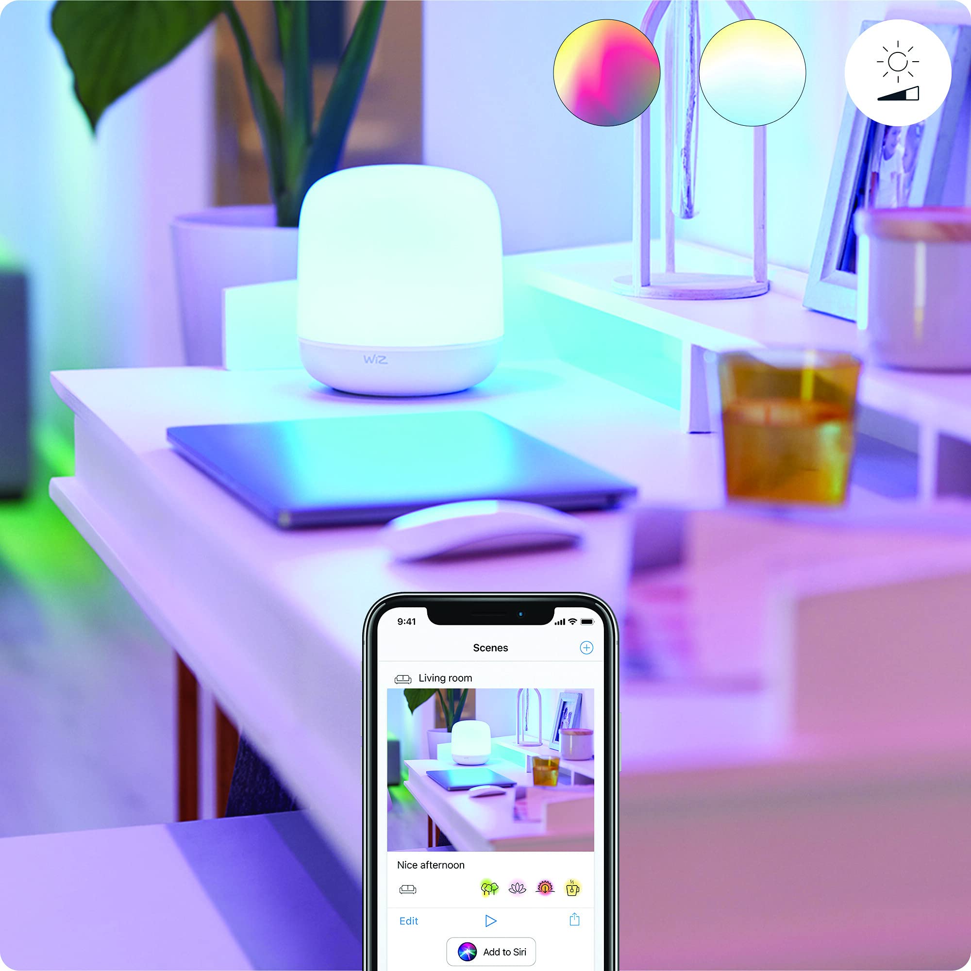 WiZ Inteligentna lampa stołowa Hero, 9W, Wi-Fi, Bluetooth, przenośna, wiele odcieni bieli, szeroka paleta kolorów, sterowanie aplikacją