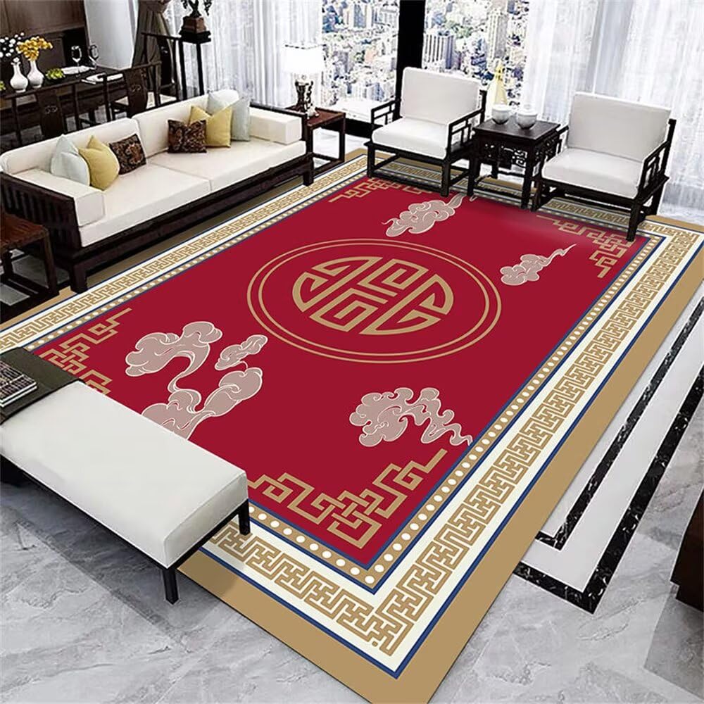 Tapis de chaise bureau rouge 120x120 cm lavable pour sol et salon
