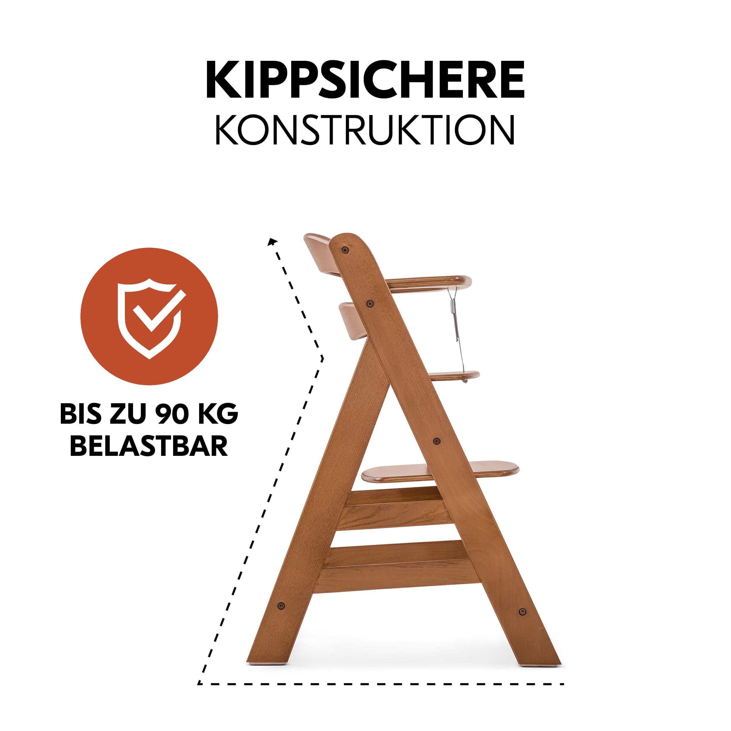 hauck Alpha+ Hochstuhl Newborn Set mit Premium Bouncer - Walnuss