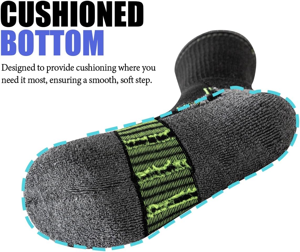 JOYNÉE 8 Pairs Mens Cushioned Crew Athletic Socks, Moisture Wicking Breathable Socks for Sport Running,Black,Sock Size:13-15 - Image 3