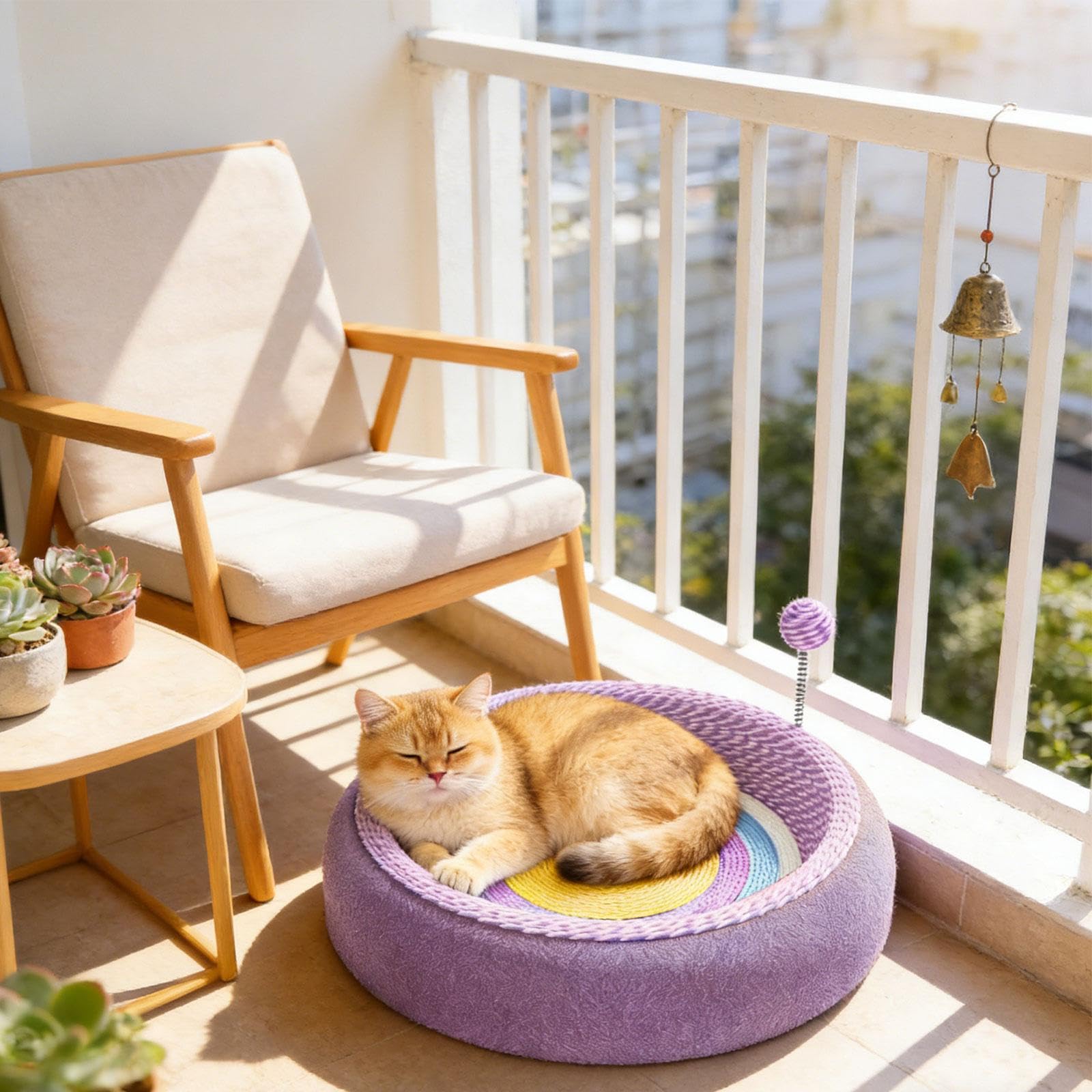 Panneau À Griffer pour Chat avec Lit Intégré,Rond
