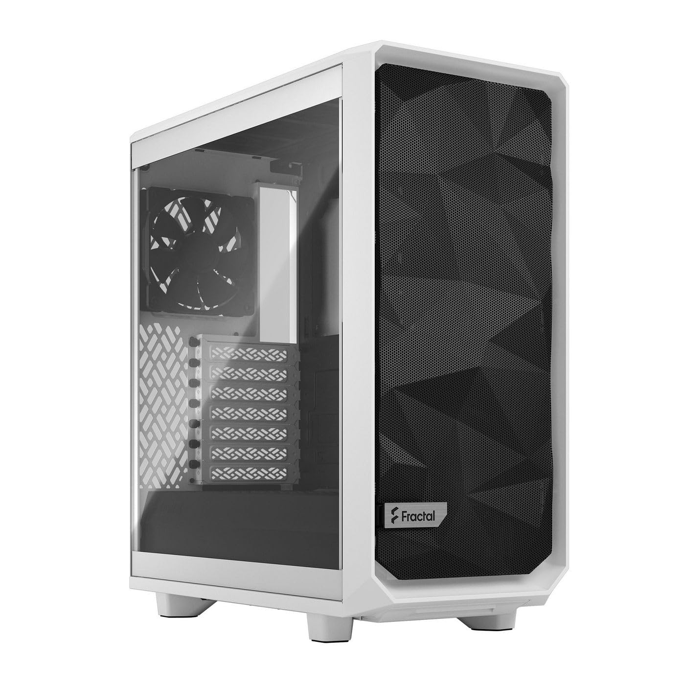 Fractal Design Meshify 2 Compact White ATX Case High-Airflow Tempered Glass, Flexible Layout, Mid Tower with Open Interior