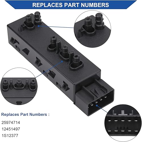 Miniatura 5 de Obaee Interruptor de asiento eléctrico reclinable ajustar control de inclinación 8 maneras delantero izquierdo lado del conductor compatible con