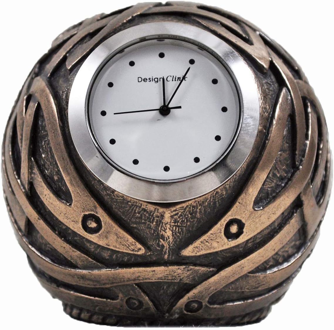 Celtic Design Bronze Ball Shaped Clock Bronze H7.2cm. Excellent Home Decor or Gothic Gift Idea