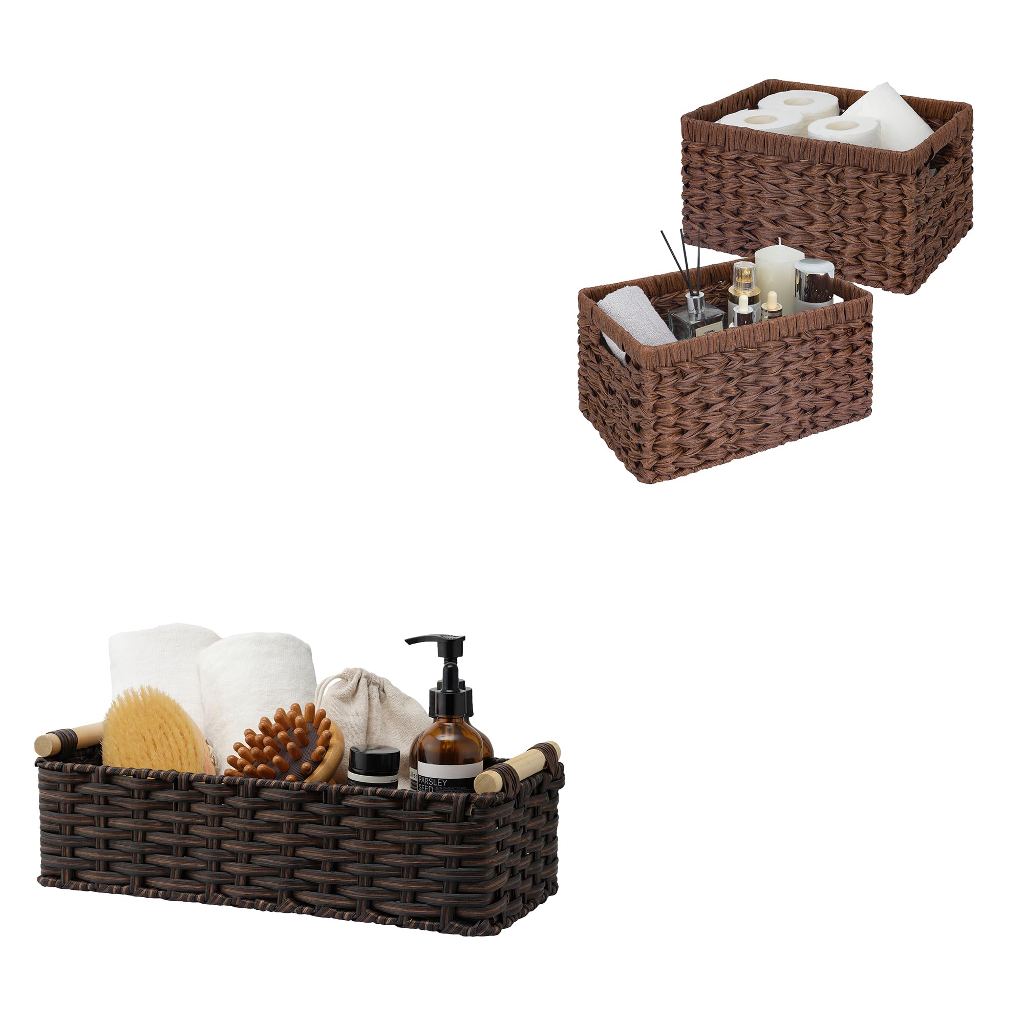 GRANNY SAYS Bundle of 1-Pack Wicker Baskets & 2-Pack Wicker Shelf Baskets