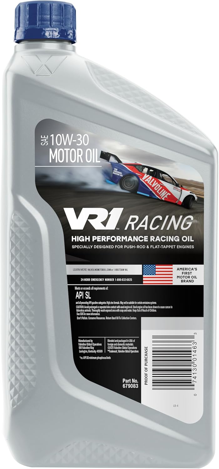 Valvoline VR1 Racing Synthetic SAE 10W-30 Motor Oil 1 QT, Case of 6