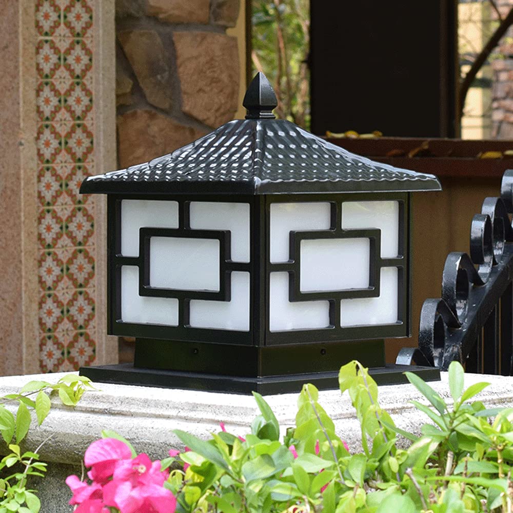 CHENKUI Vintage Black Post Head Light Outdoor Pillar Light Szklany Klosz Ogrodowe Oprawy Oświetleniowe IP54 Z Adapterem Do Montażu Na Molo E27 Base Patio Garden Villa Ogrodzenie Oświetlenie Krajobrazu