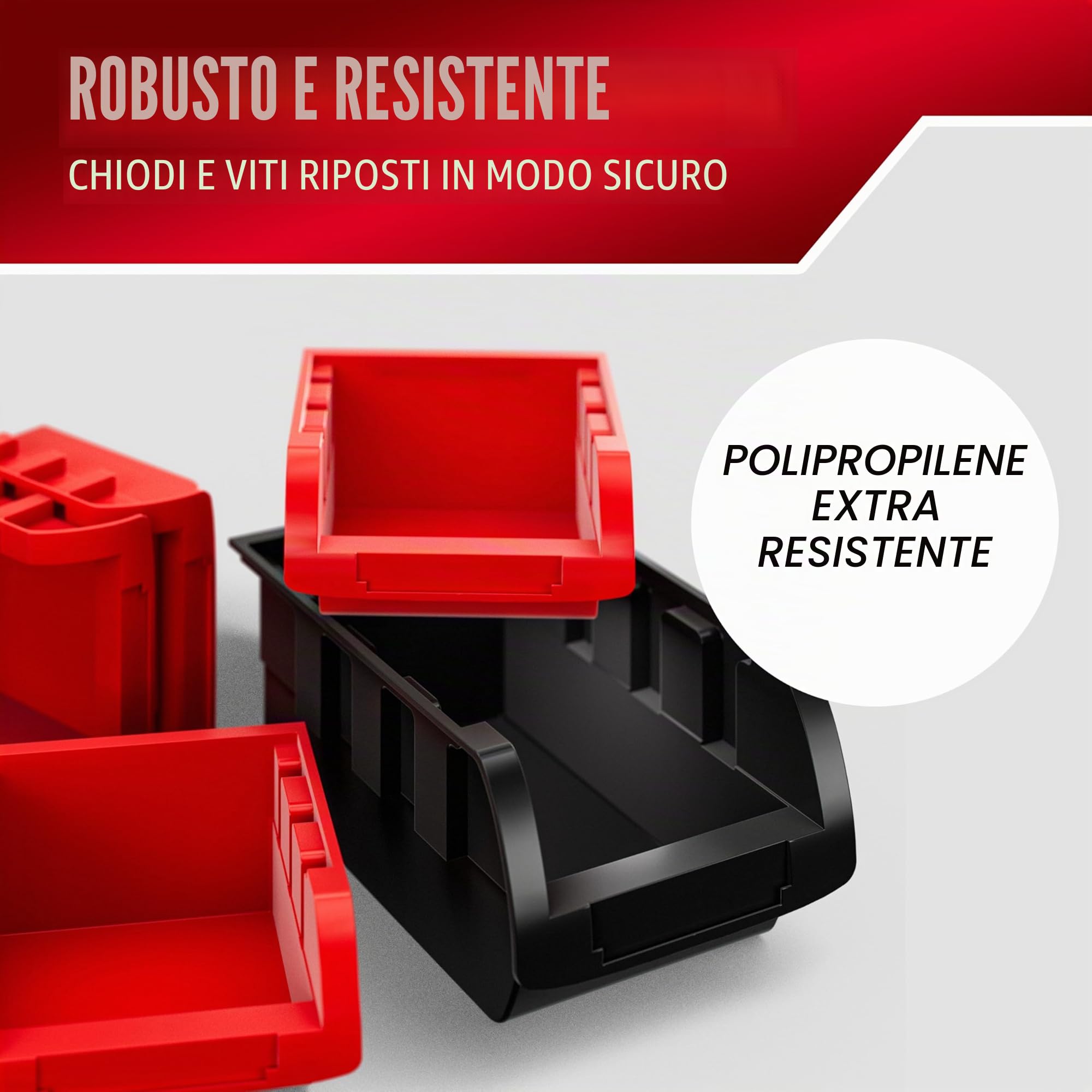 DEUBA® Pannello Preforato Portautensili 43 pz. Box Impilabili Parete Attrezzata Officina Organizer Ampliabile Garage