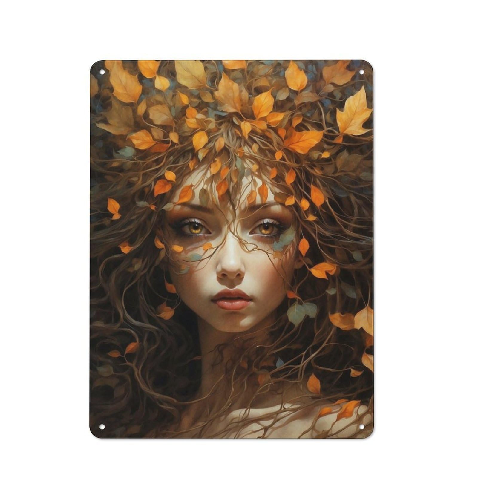 Junmoney The Gaze Of Autumn Retro Tin Wall Plaque 40X30cm For Dining Room Or Kitchen, For Home Decor Collectors