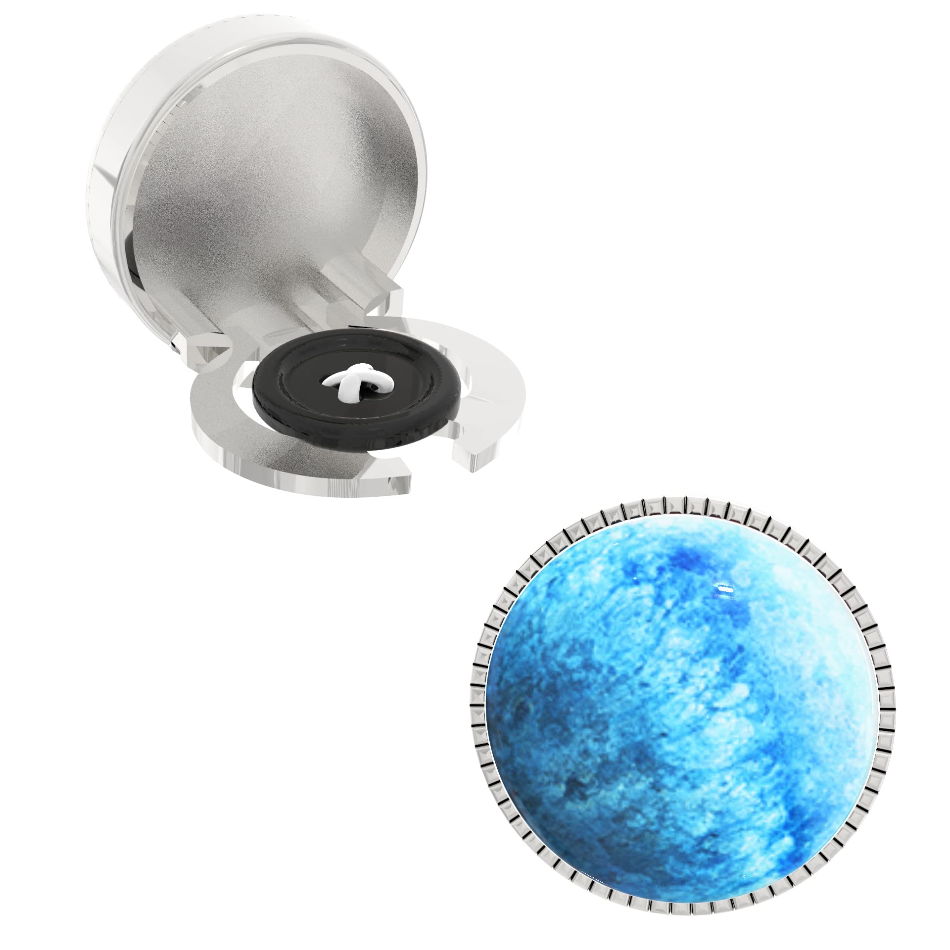 – Snap-on Shirt Button Cover Cufflinks Set for Men - - Ocean Blue Water Style-image-31
