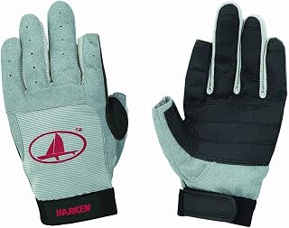 Harken Sport Classic Full Finger Glove, Grey/Black/Red, Medium