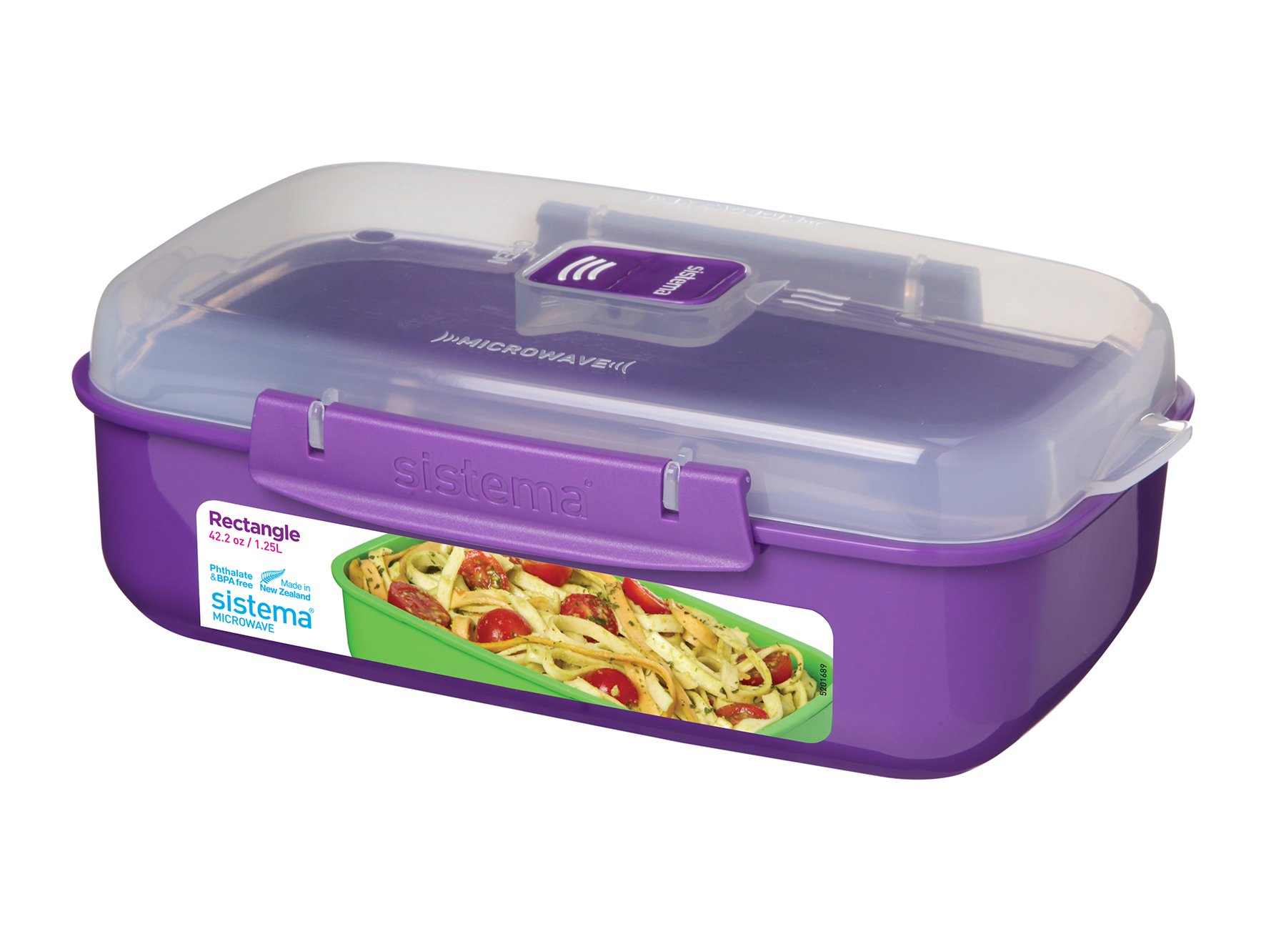 Sistema 6er Mikrowellen-Box, Spülmaschinenfest, 1,25 Liter - Bunt, 23,3 x 14,8 x 7,9 cm