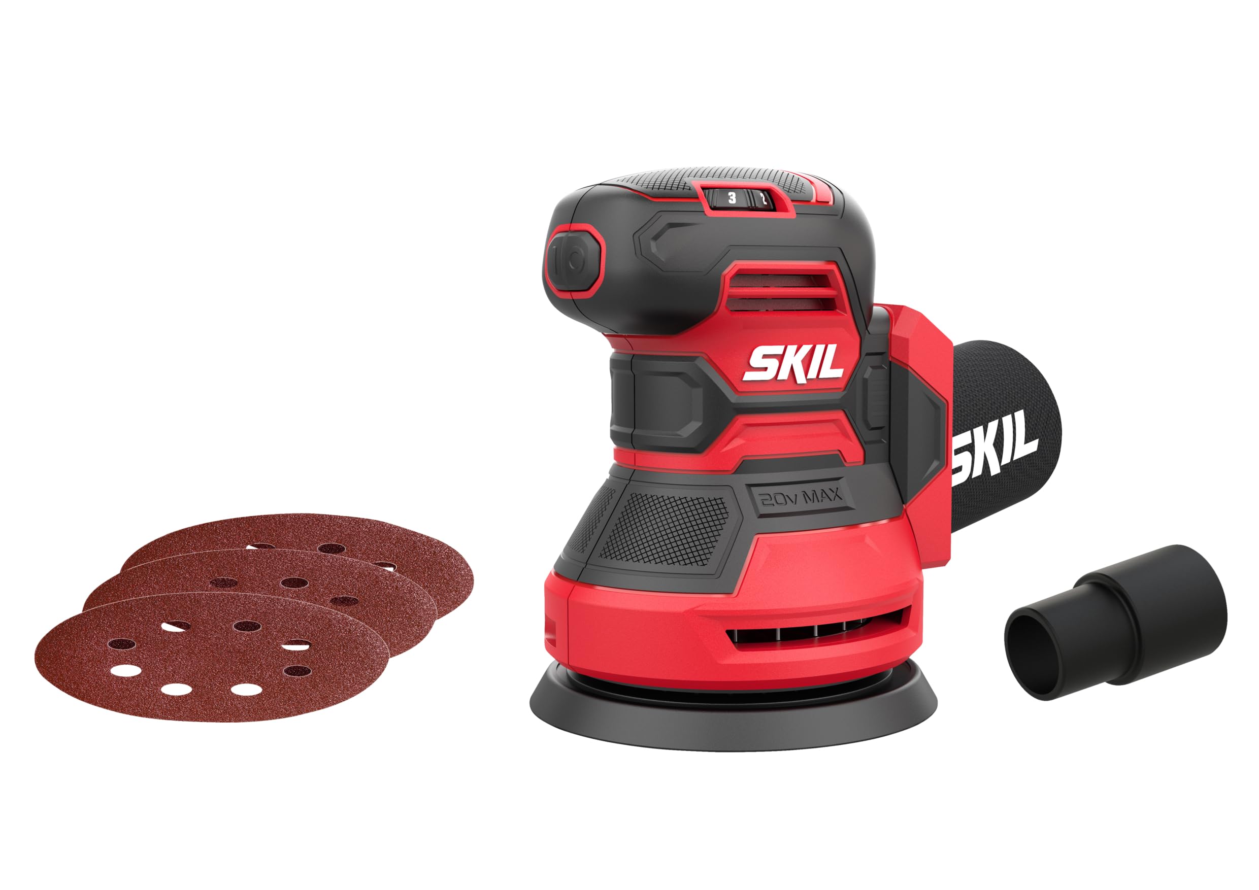 Skil Lijadora orbital con batería de 125 mm, 3745 CA, 20 V Max (18 V), lijadora con disco de lijado de 125 mm, con bolsa para el polvo y adaptador de aspiradora y 3 hojas de lija de SR1E3745CA