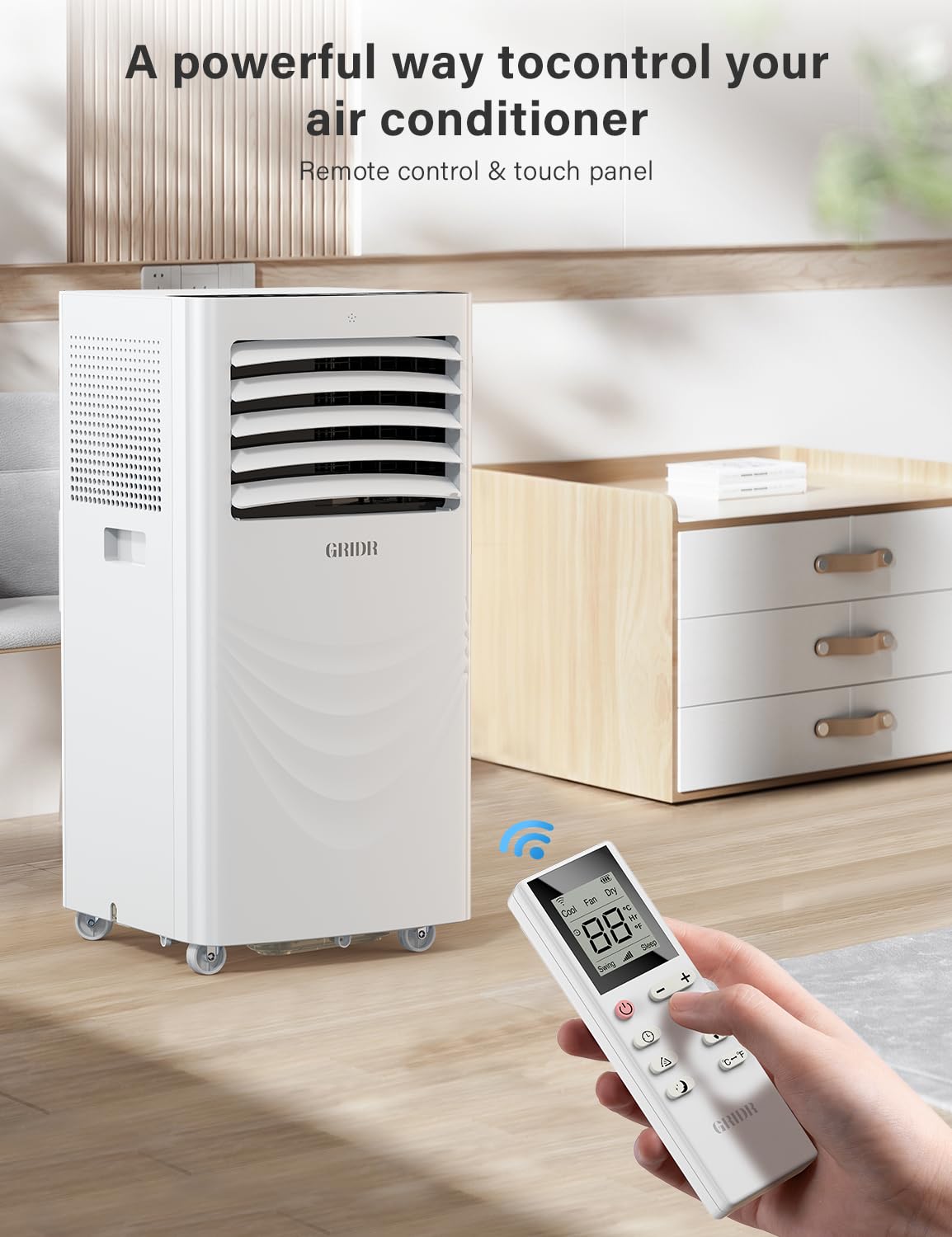 Aire acondicionado portátil de 12000 BTU, unidad de aire acondicionado para dormitorio con 4 modos de refrigeración/deshumidificador/ventilador y sueño, hasta 400 pies cuadrados, 45 db silencioso 9