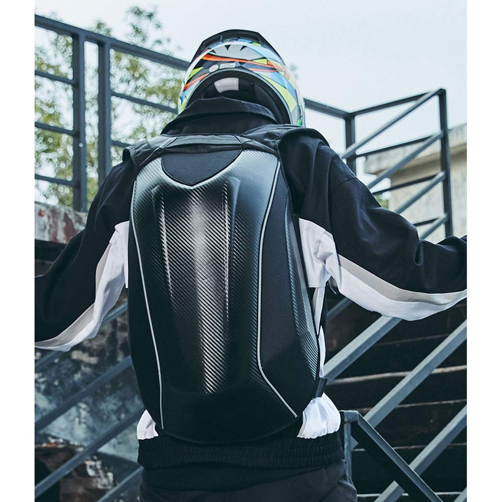 Mochila Multifuncional para Moto Mochila Rígida Equipaje Mochila De La Motocicleta De La Fibra De Carbono, Bolso De Ciclo, Bolso Duro Impermeable De La Locomotora (38x37x56cm)