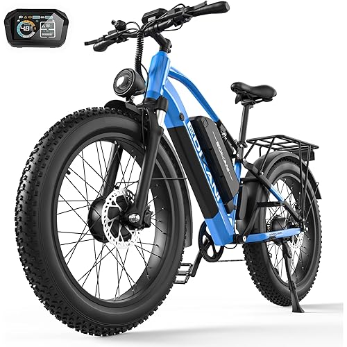 EDIKANI 26" Electric Bike for Adults, Max 160 Miles 52V 38AH Dual Battery Fat Tire Ebike, 48MPH Peak 5000W Dual Motor E Bike for Adults Electric, Commuter Electric Bicycle with Full Suspensions