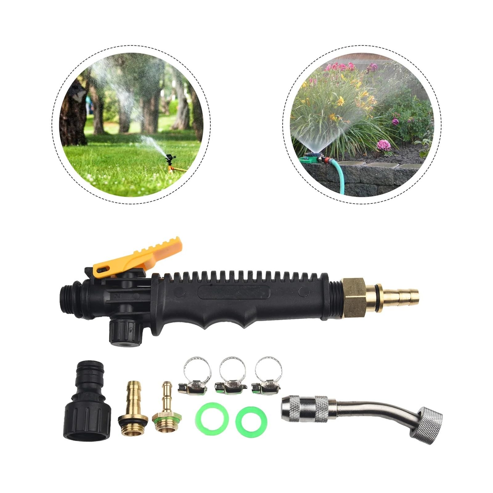 Cabezales de riego 1/4 "3/8" Varita rociadora Pistola de Agua de Alta presión Pistola de Agua de Metal Jet Manguera de jardín rociador con Boquilla rociador de riego atomizador(48cm)