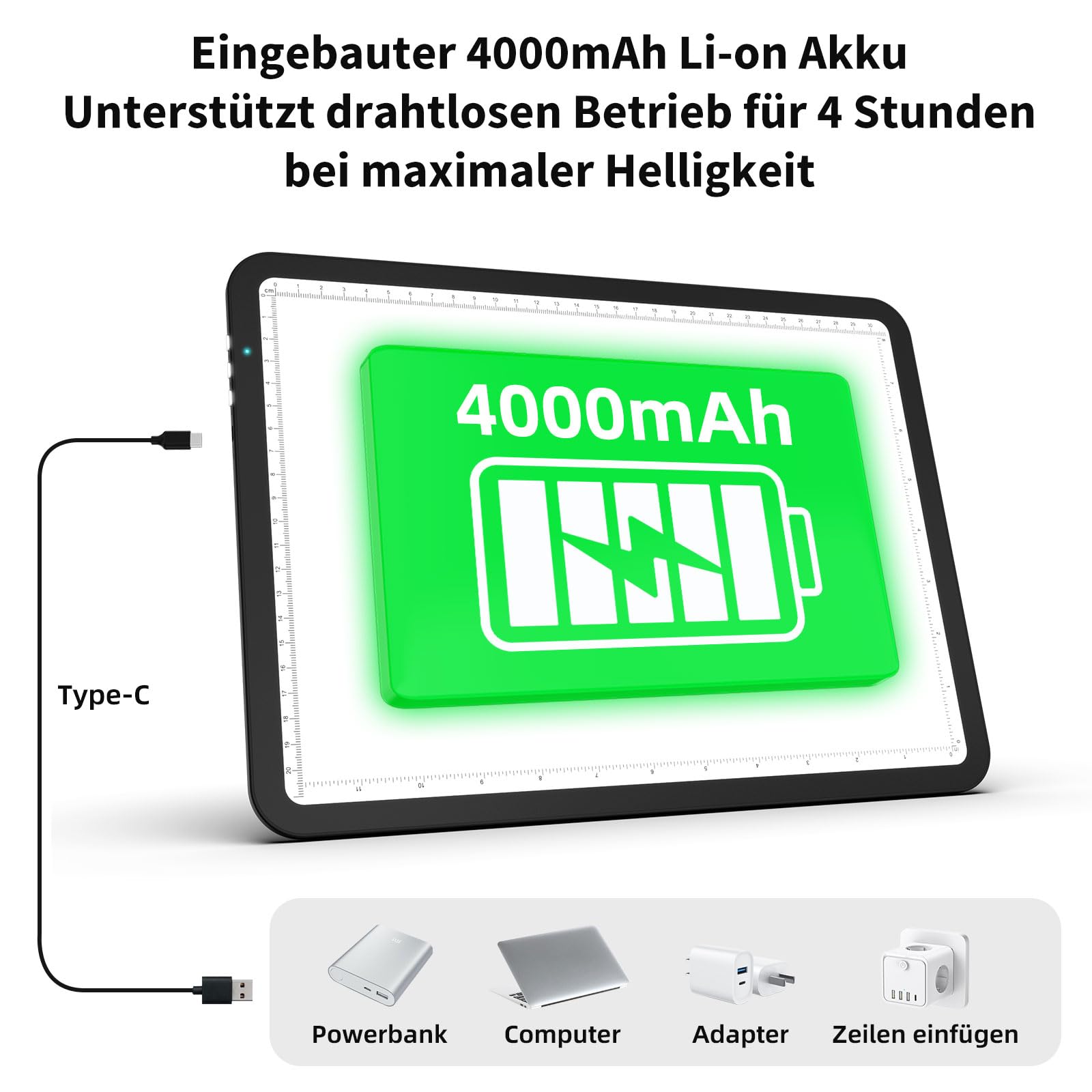 HIUKCOLED Leuchttisch A4 Wiederaufladbar LED-Leuchtplatte 3 Farbtemperaturen dimmbar und 6 Helligkeitsstufen Leuchttafel zum Nachzeichnen,wiederaufladbare LED-Kopiertafel für Diamantmalerei