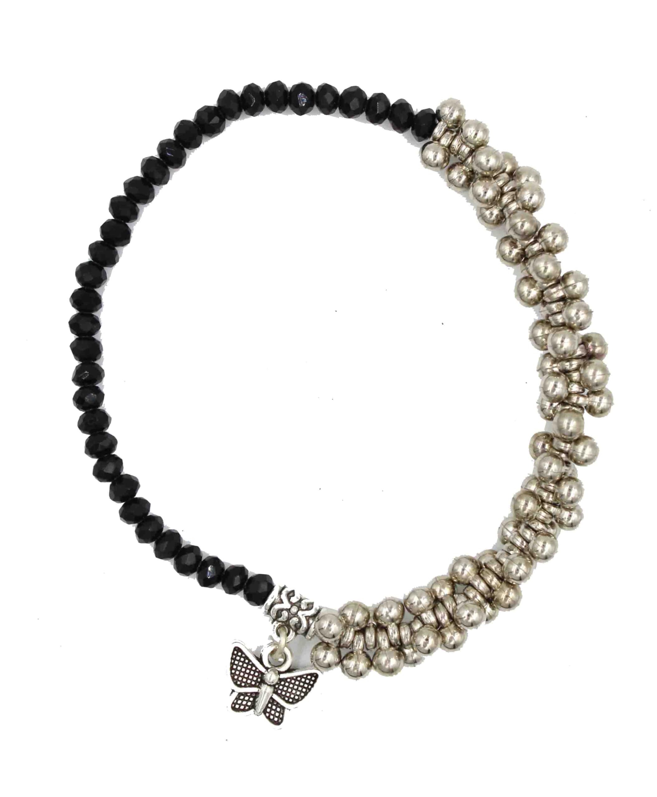 GURJARI JEWELLERS Black colors crystal + oxidised beads Stretchable Anklet with buterfly hanging for girls and women (B0BZZFQ391) Amazon Price History, Amazon Price Tracker