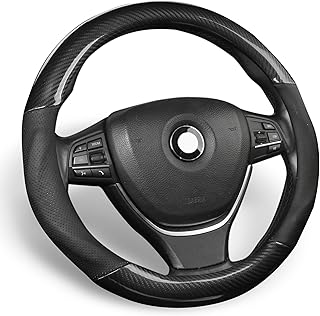 ALEMODR Carbon FiberLeather Steering Wheel Cover Universal 15 inch