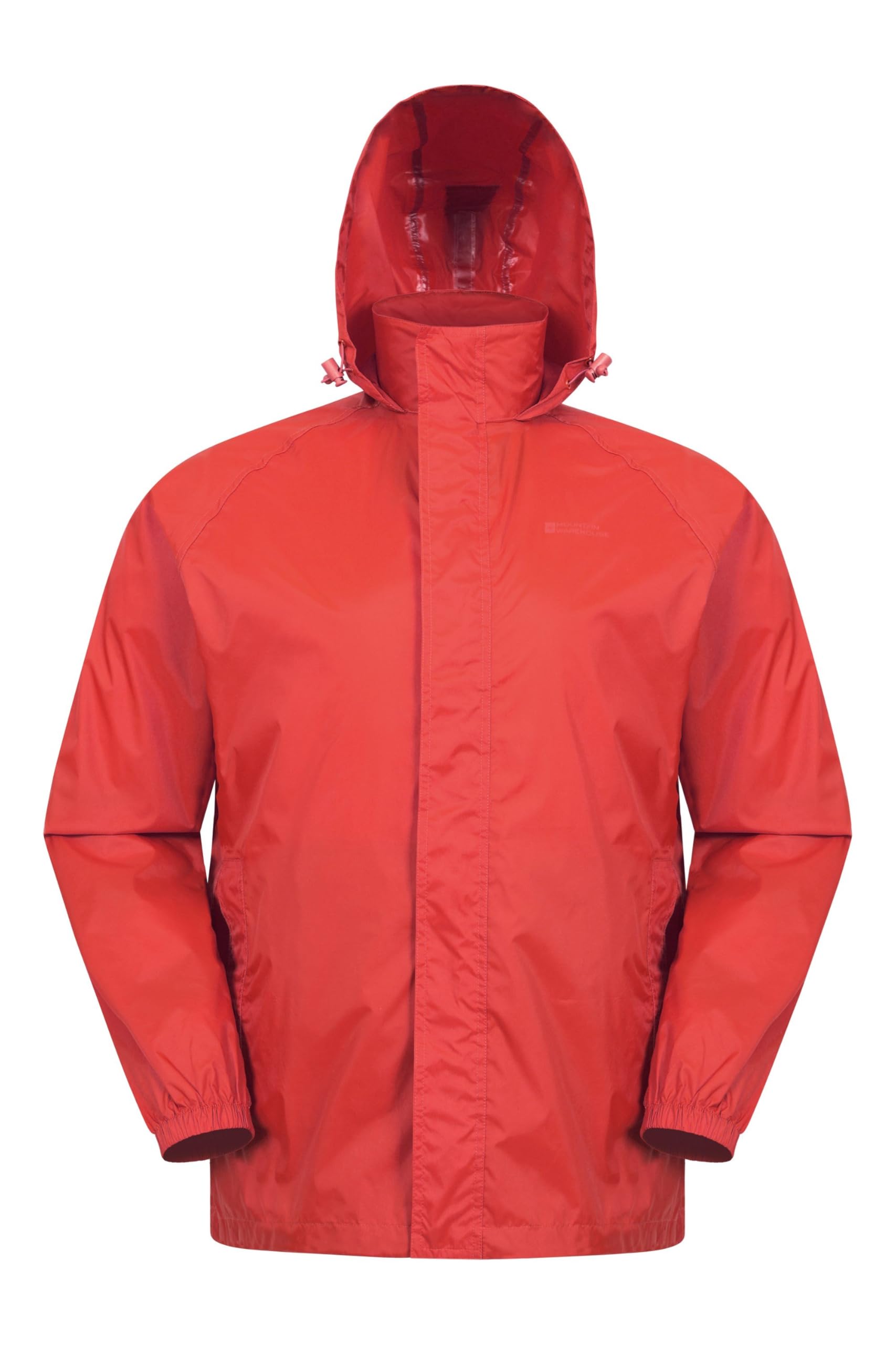 Mountain Warehouse Pakka Mens Waterproof Packable Jacket - IsoDry, Lightweight & Breathable Raincoat with Taped Seams & Packaway Bag - For Spring Summer & Travel Red S
