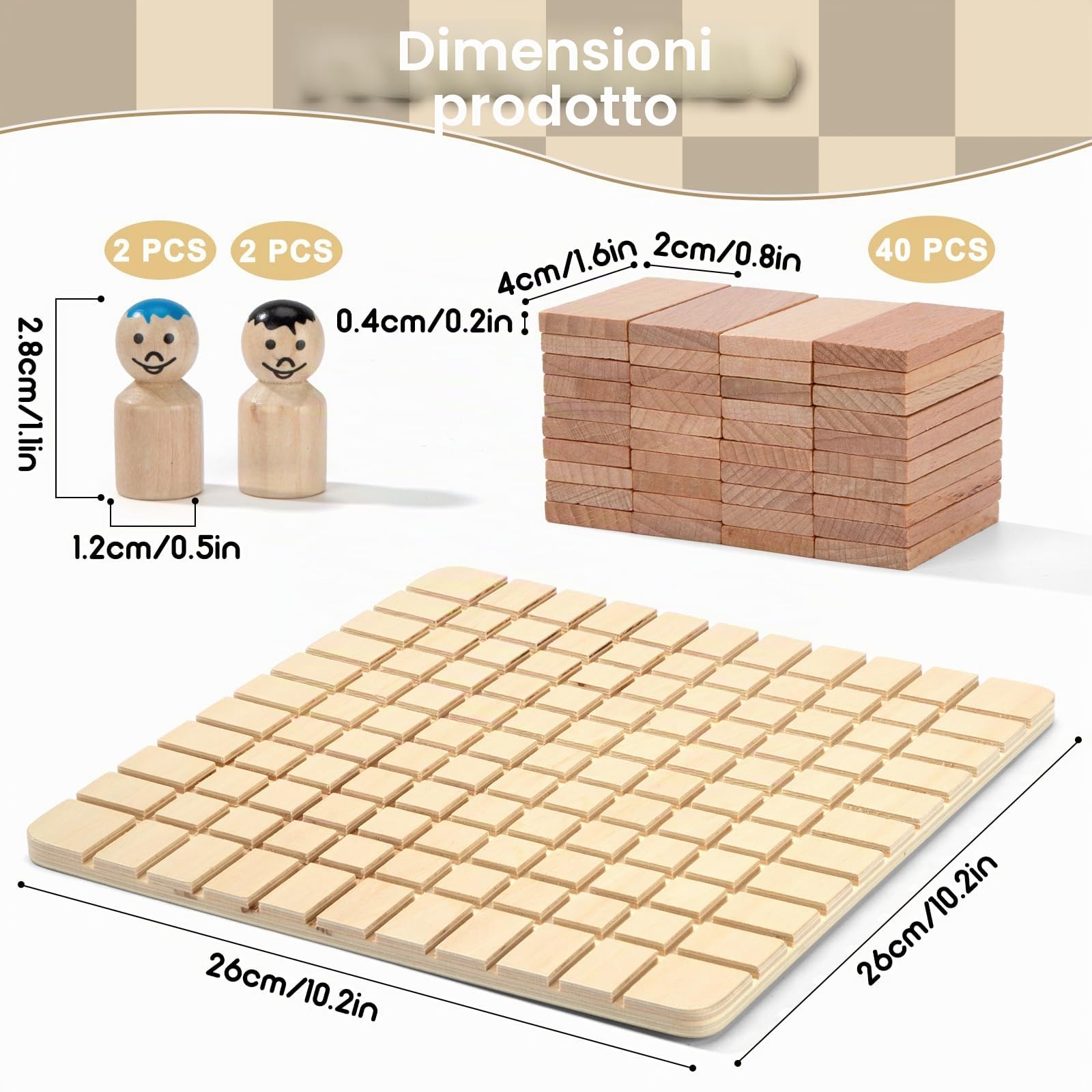 Gioco di Strategia in Legno Per 2-4 Giocatori Scacchi In Legno per la Famiglia Sviluppa l'Intelligenza Scacchi Gioco Educativo per Sviluppo Logico e Legame Genitori-Figli