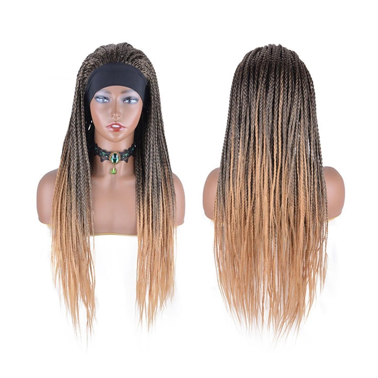 Peruka damska Peruki dla Afro czarnych kobiet długie proste syntetyczne warkocze plecione w pudełku peruki 26 ''wysokiej jakości syntetyczne warkocze Twist Peruki ludzkie(Headband 1B-27)