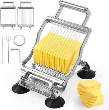 Anatole Commercial Cheese Slicer Butter Cutter for Block Cheese 3/8&3/4 | Manual Butter Square Slicer, Removable Cutting Plate, Replaceable Stainless Steel Wire, for Home Restaurant Kitchen Cook Bake