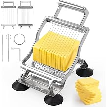 Anatole Commercial Cheese Slicer Butter Cutter for Block Cheese Butter Square with 3/8'' & 3/4'' Interchangeable Cutting Plate Replaceable Stainless Steel Wire Home Restaurant Kitchen Cook Baking Tool