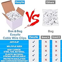 Vista 2 de 400 clips de cable de 4/6/8/0.394 in con clips de cable Ethernet de acero, clips de cable de cable, tachuelas de cable, clavos de cable, clips